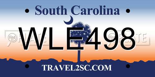 WLE498 South Carolina License Plate