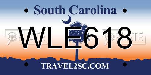 WLE618 South Carolina License Plate