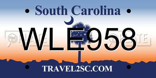WLE958 South Carolina License Plate