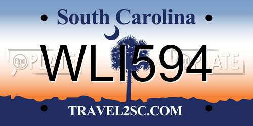 WLI594 South Carolina License Plate