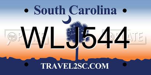 WLJ544 South Carolina License Plate