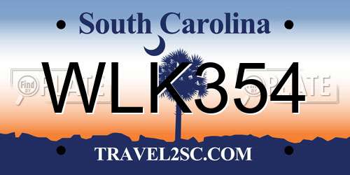 WLK354 South Carolina License Plate