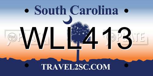 WLL413 South Carolina License Plate