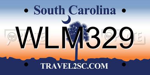 WLM329 South Carolina License Plate