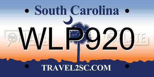 WLP920 South Carolina License Plate