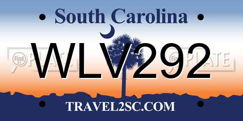 WLV292 South Carolina License Plate