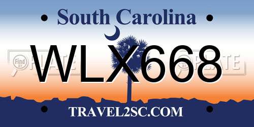 WLX668 South Carolina License Plate