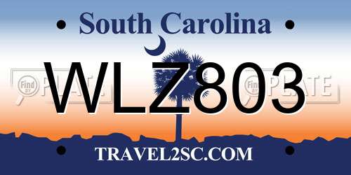WLZ803 South Carolina License Plate
