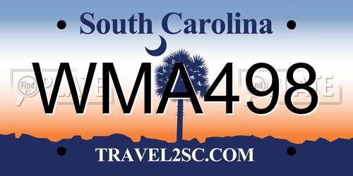 WMA498 South Carolina License Plate