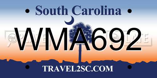 WMA692 South Carolina License Plate