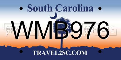 WMB976 South Carolina License Plate