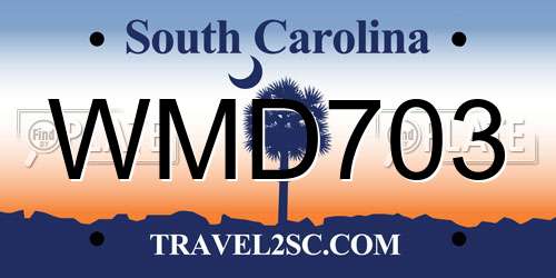 WMD703 South Carolina License Plate