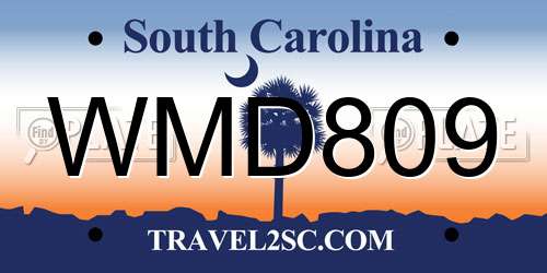 WMD809 South Carolina License Plate