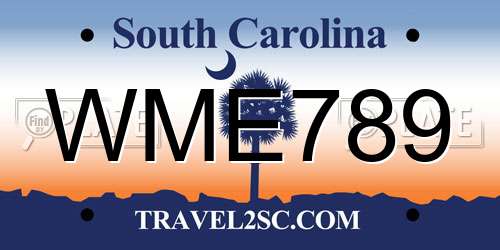 WME789 South Carolina License Plate