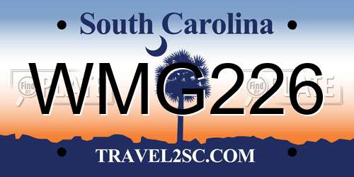 WMG226 South Carolina License Plate