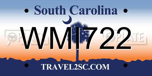 WMI722 South Carolina License Plate
