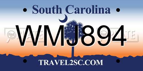 WMJ894 South Carolina License Plate