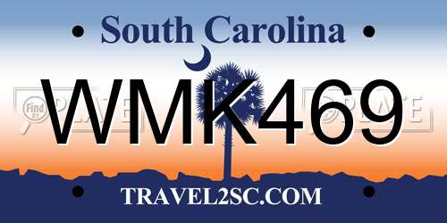 WMK469 South Carolina License Plate