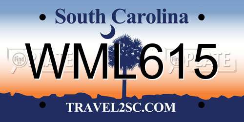 WML615 South Carolina License Plate