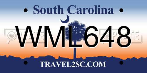 WML648 South Carolina License Plate