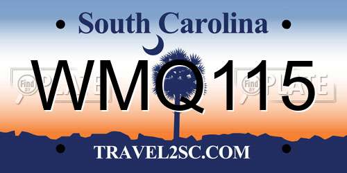 WMQ115 South Carolina License Plate
