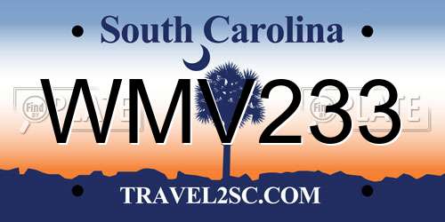 WMV233 South Carolina License Plate