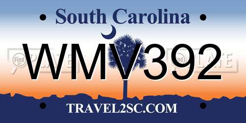 WMV392 South Carolina License Plate