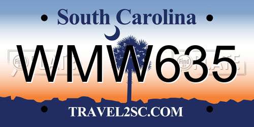 WMW635 South Carolina License Plate