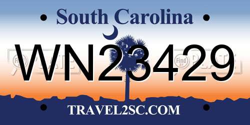 WN23429 South Carolina License Plate