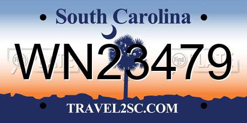 WN23479 South Carolina License Plate