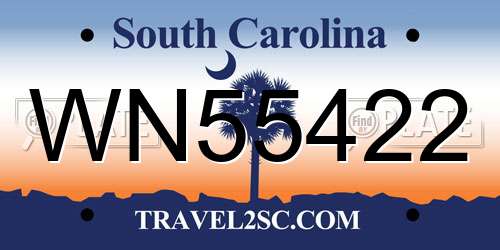 WN55422 South Carolina License Plate