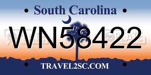 WN58422 South Carolina License Plate