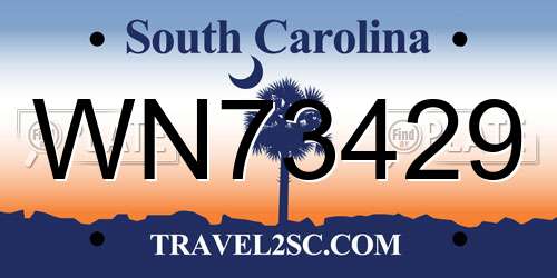 WN73429 South Carolina License Plate