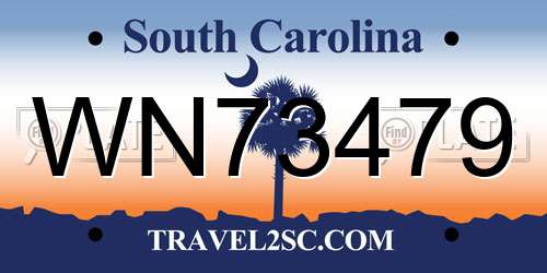 WN73479 South Carolina License Plate