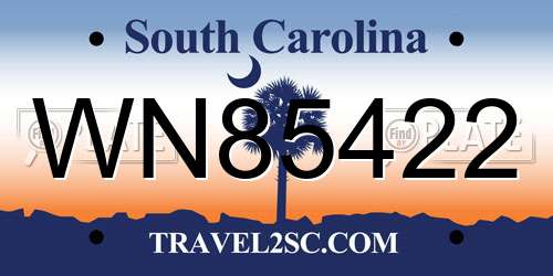 WN85422 South Carolina License Plate