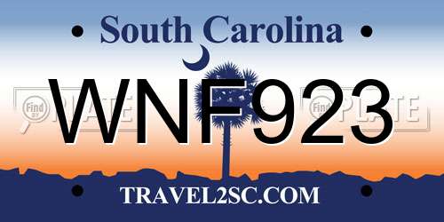WNF923 South Carolina License Plate