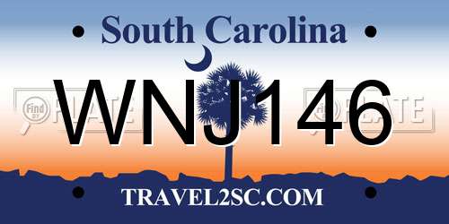 WNJ146 South Carolina License Plate