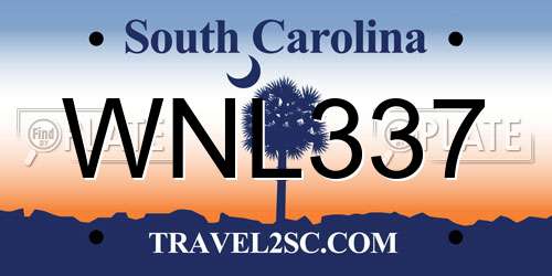 WNL337 South Carolina License Plate