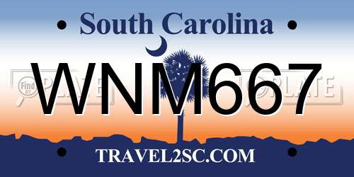 WNM667 South Carolina License Plate