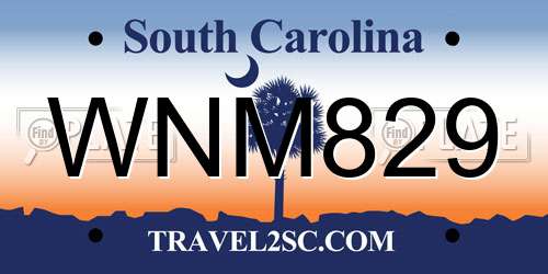 WNM829 South Carolina License Plate