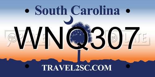 WNQ307 South Carolina License Plate