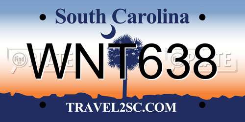 WNT638 South Carolina License Plate