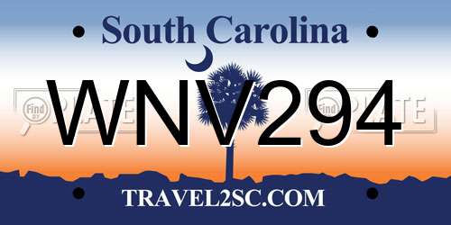 WNV294 South Carolina License Plate