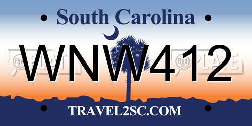 WNW412 South Carolina License Plate