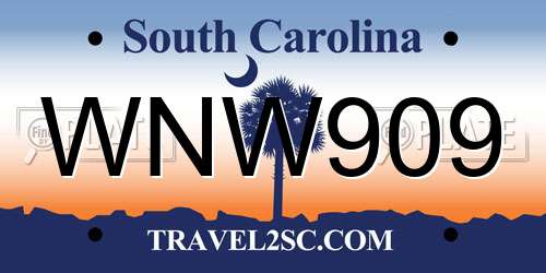 WNW909 South Carolina License Plate