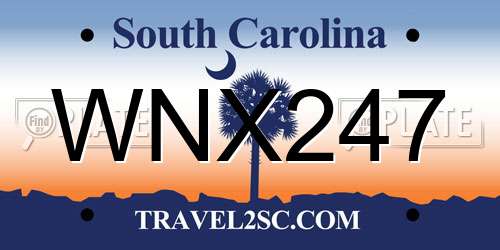 WNX247 South Carolina License Plate