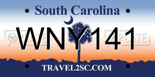 WNY141 South Carolina License Plate