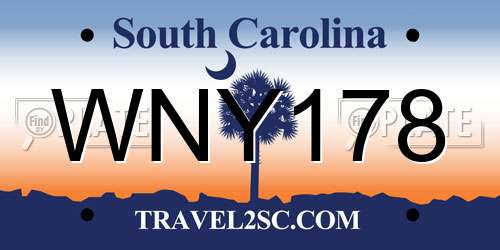 WNY178 South Carolina License Plate