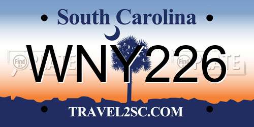 WNY226 South Carolina License Plate