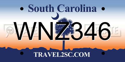 WNZ346 South Carolina License Plate